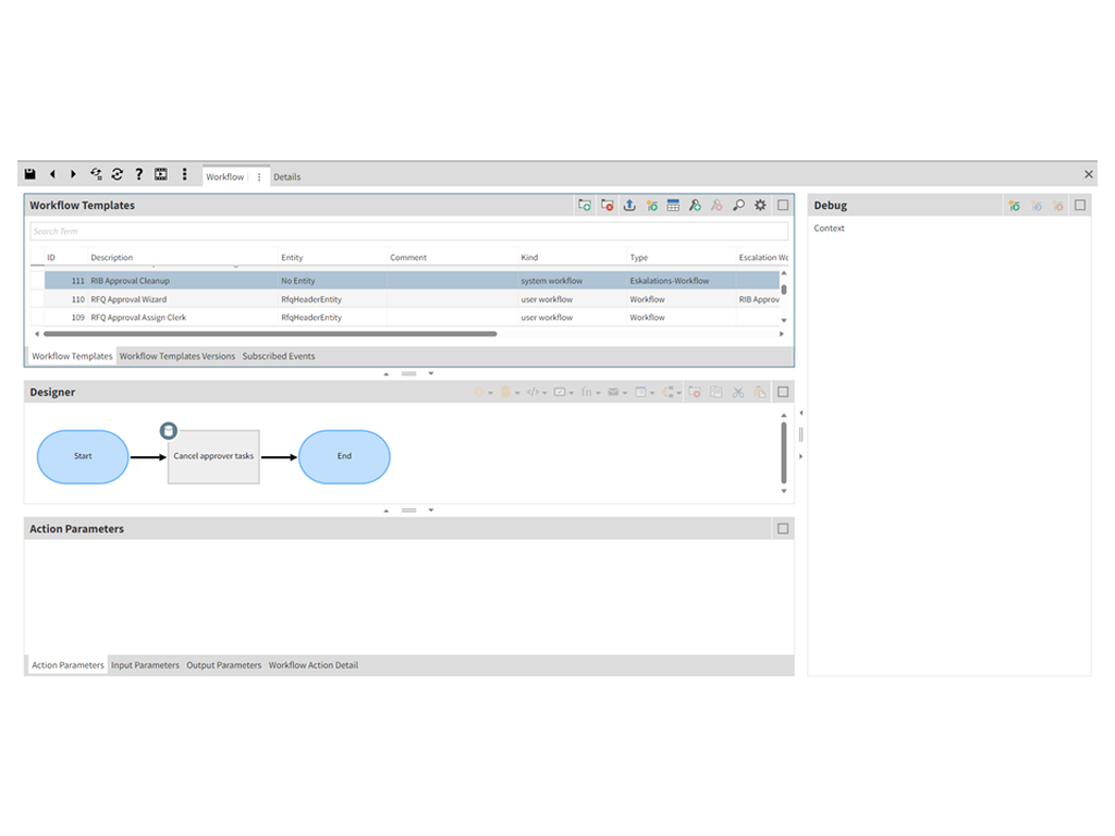 Ansicht des iTWO 4.0 Workflow Designers